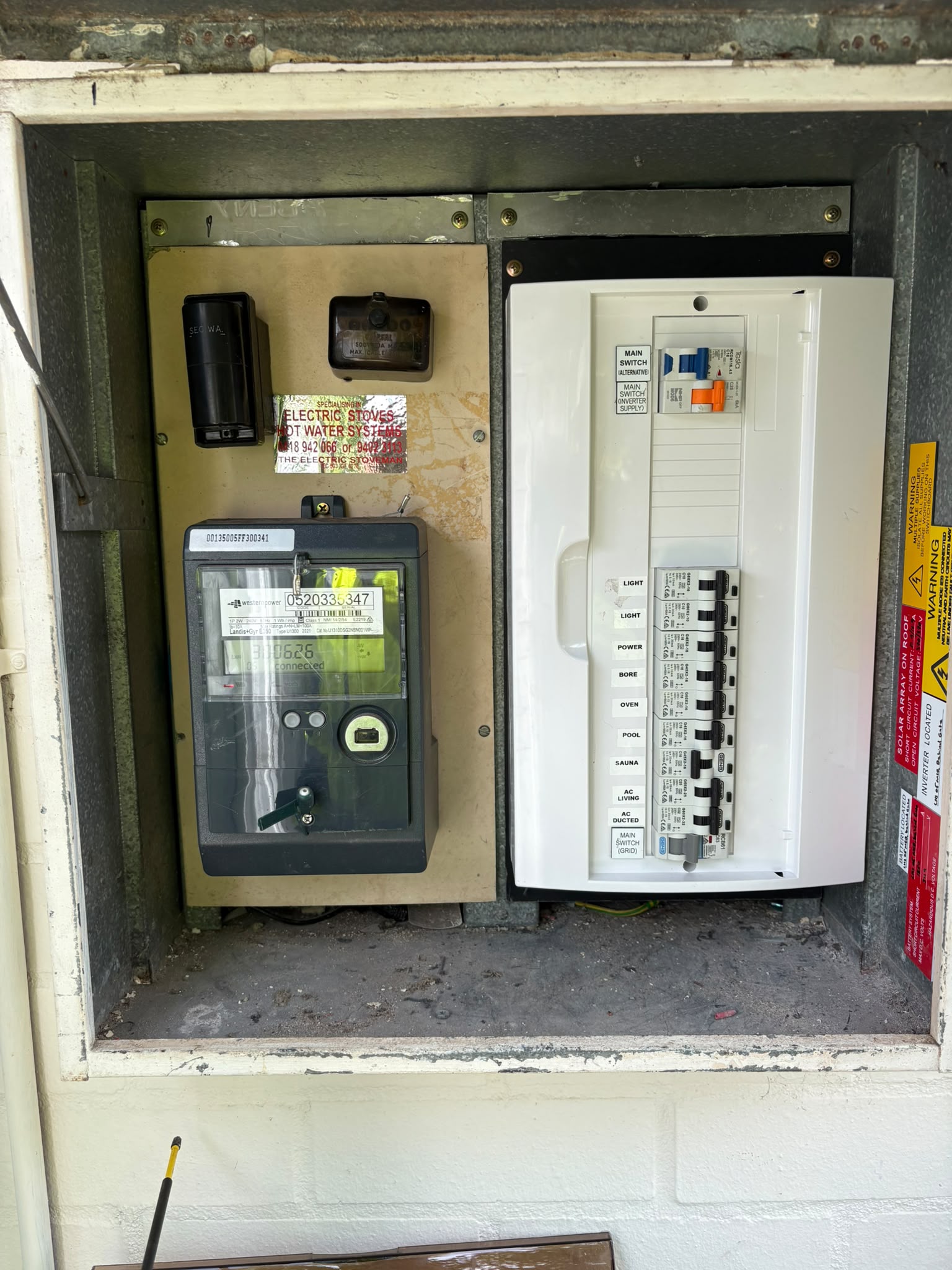 Residential switchboard after JEC installed a modern labelled circuit-breaker panel